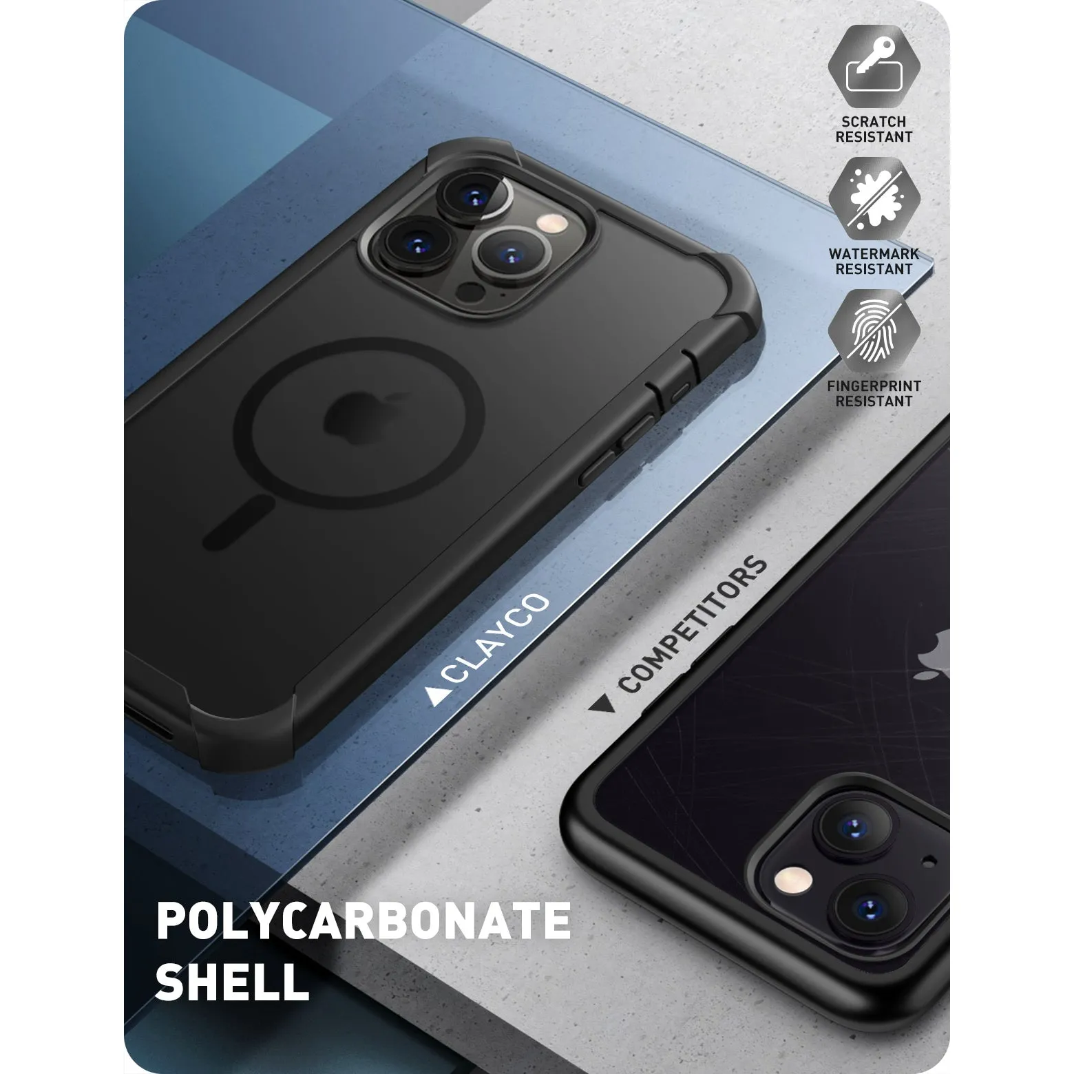 Clayco iPhone 13 Pro 6.1" Forza MagSafe Full-Body Rugged Case with Screen Protector-Black