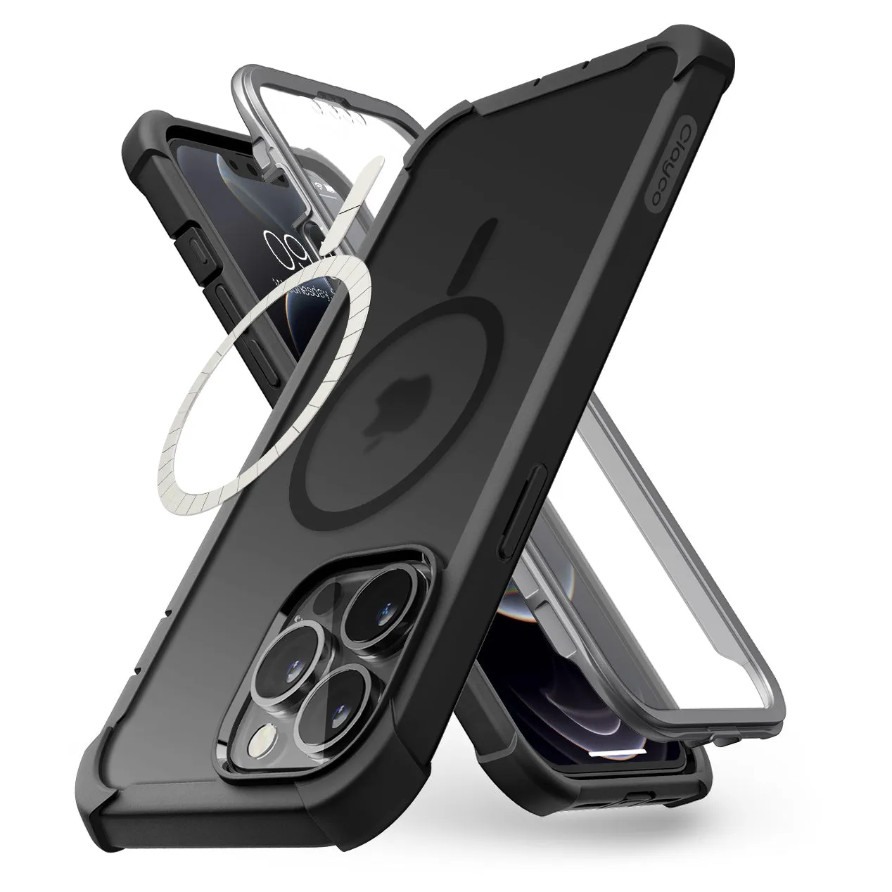 Clayco iPhone 13 Pro 6.1" Forza MagSafe Full-Body Rugged Case with Screen Protector-Black