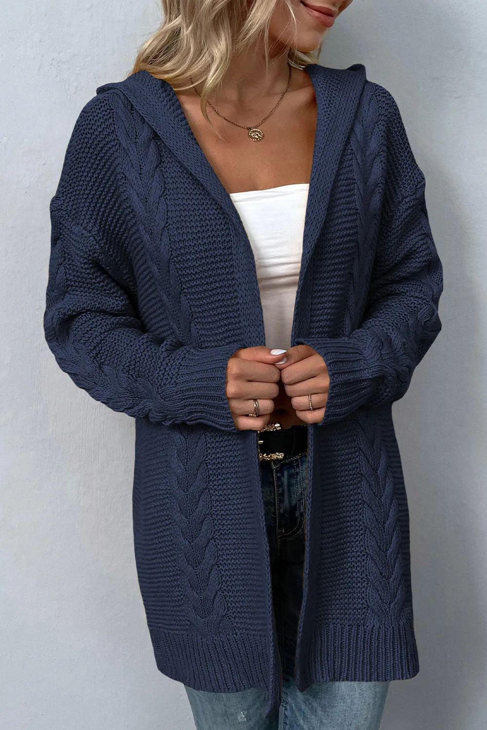Comfy Cable Knit Hoodie Cardigan