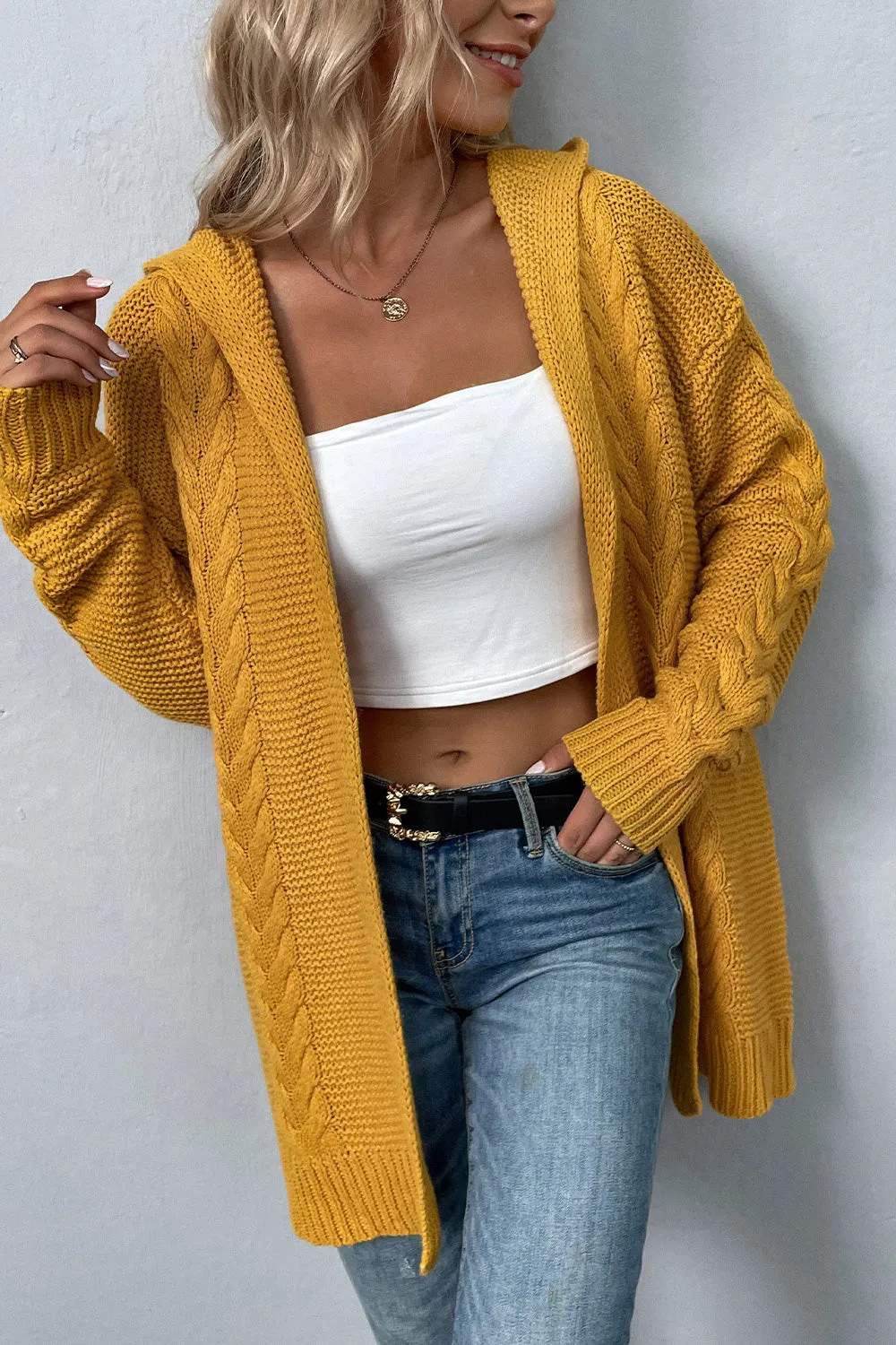 Comfy Cable Knit Hoodie Cardigan