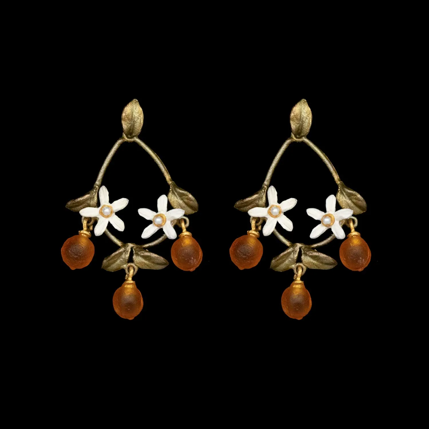 Dainty Orange Earrings - Oval Post