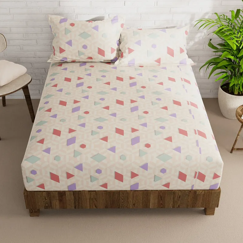 Draco Geometric Bedsheet - Beige