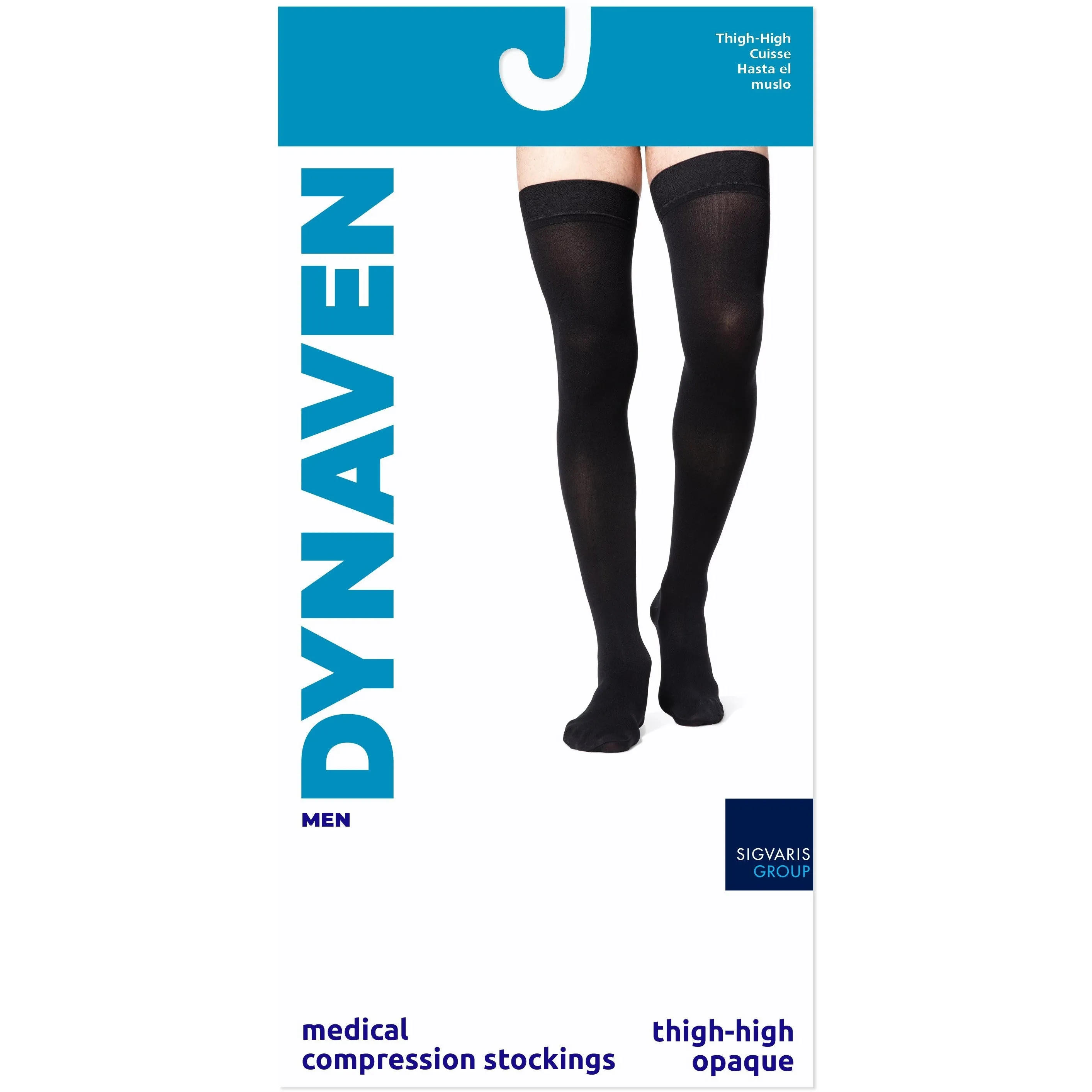 Dynaven Opaque Men's Thigh High 20-30 mmHg