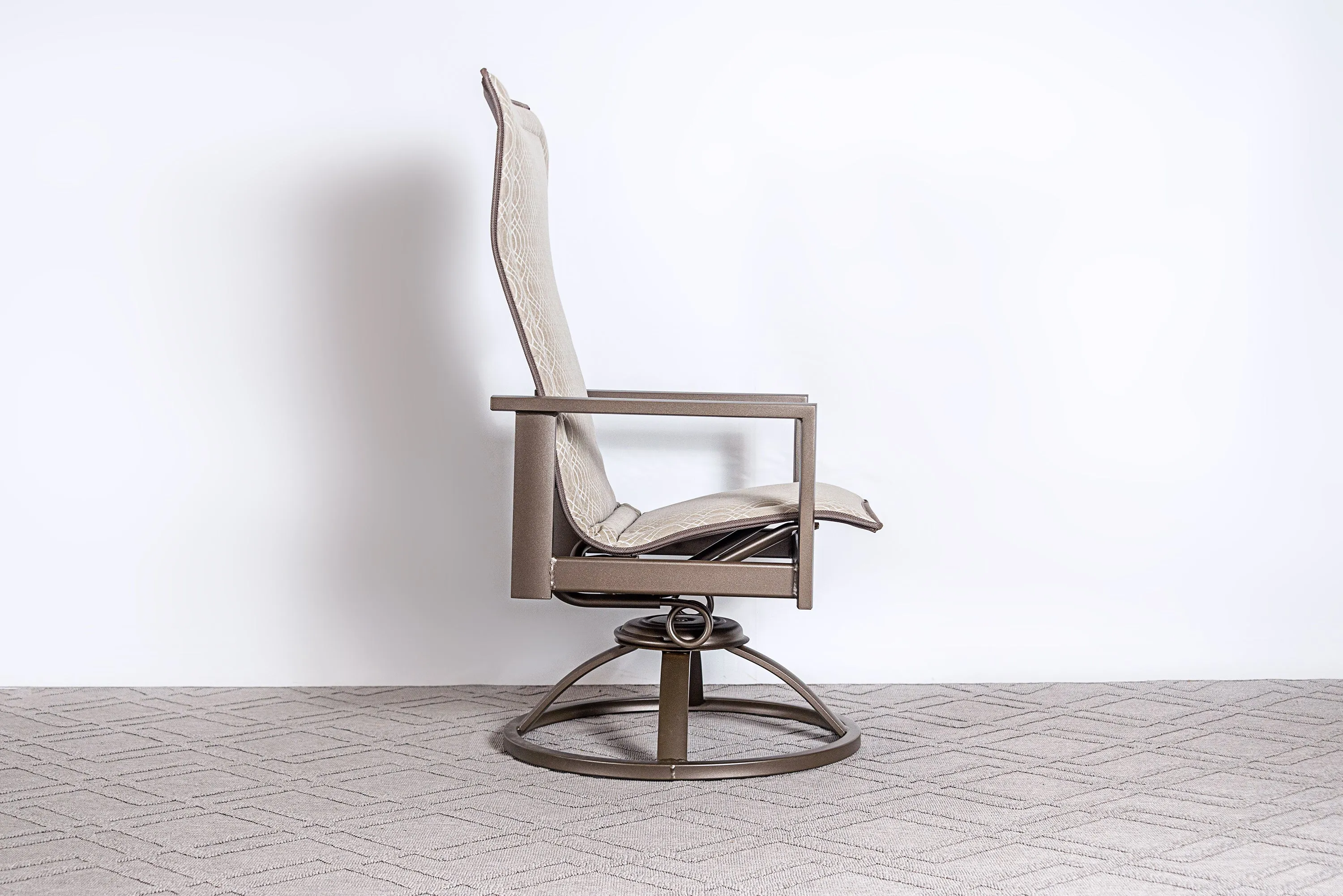 Elements High Back Swivel Rocker Padded Sling Dining Chair