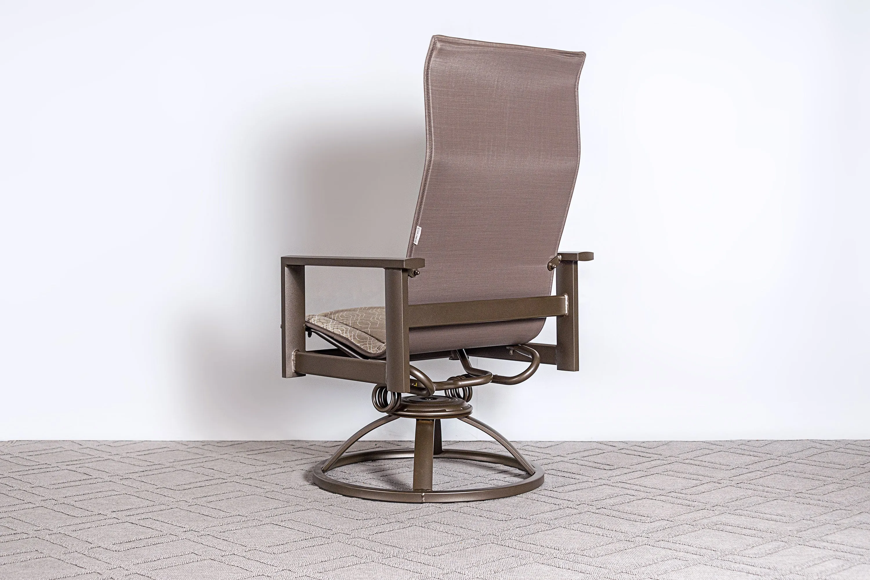 Elements High Back Swivel Rocker Padded Sling Dining Chair