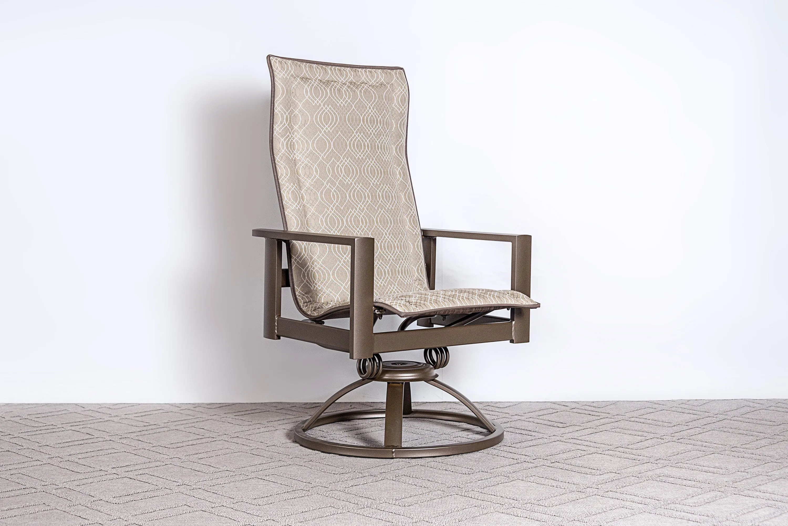 Elements High Back Swivel Rocker Padded Sling Dining Chair