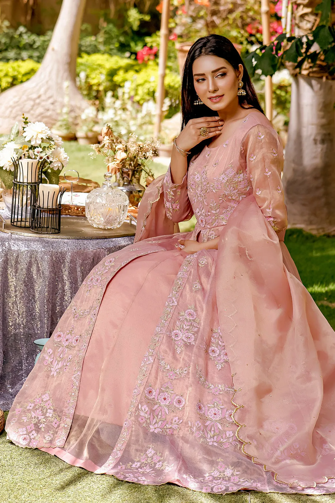 Elegant Front Open Maxi Dress with Intricate Embroidery | Eid Collection