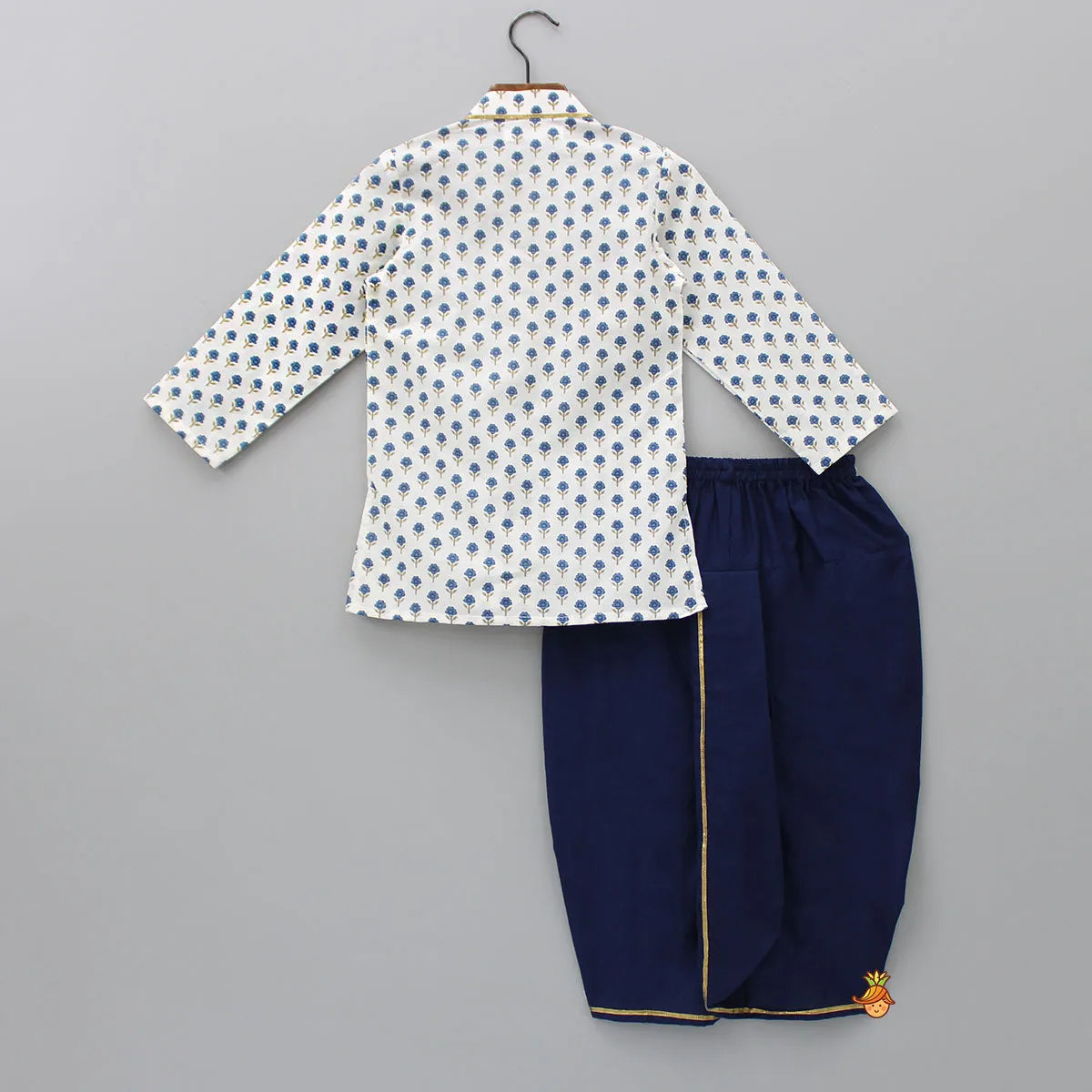 Floral Printed Kurta With Gota Lace And Dhoti