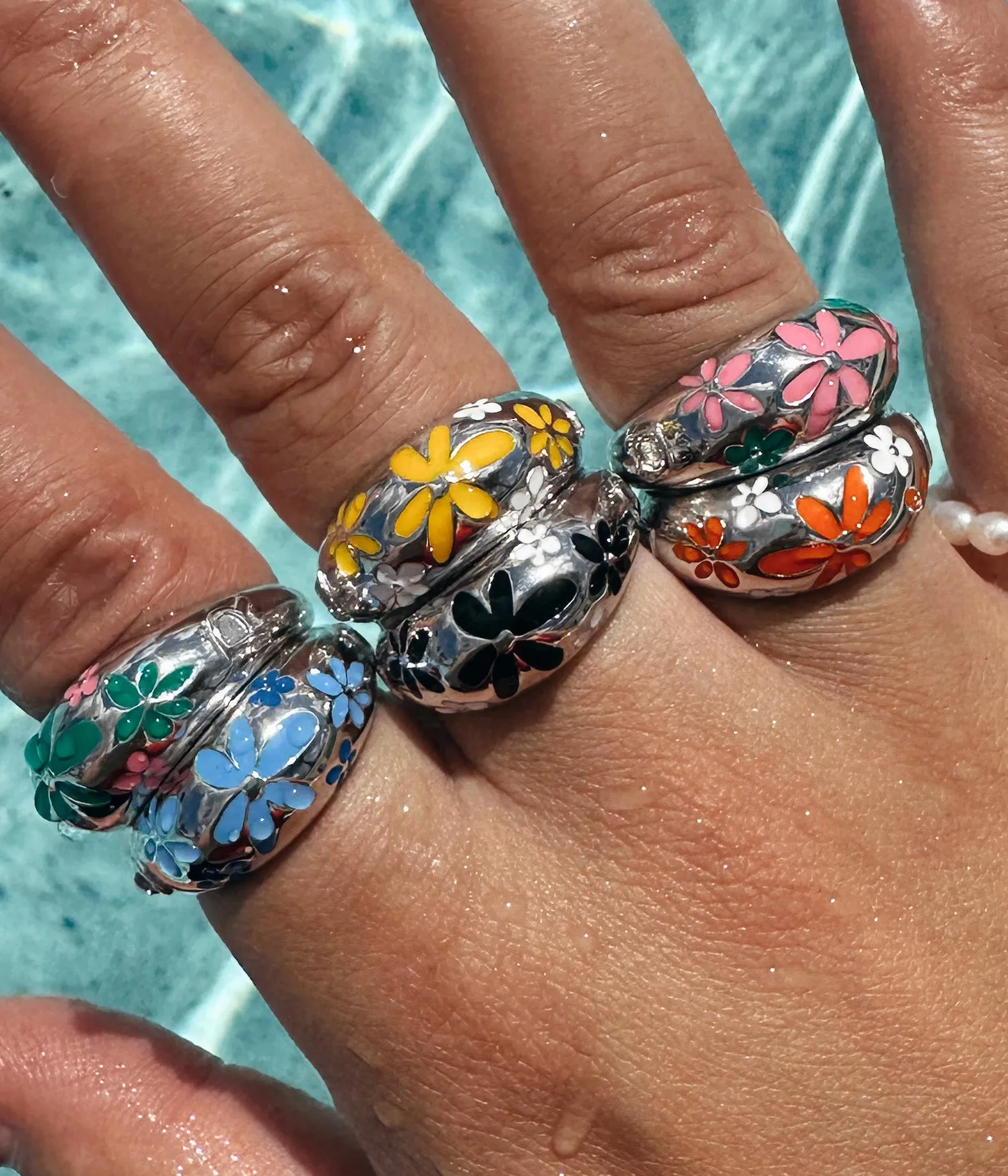 Flower Ring - Blue