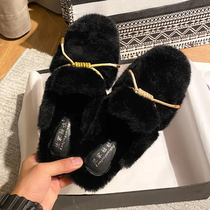 Fur Mule Slippers for Women