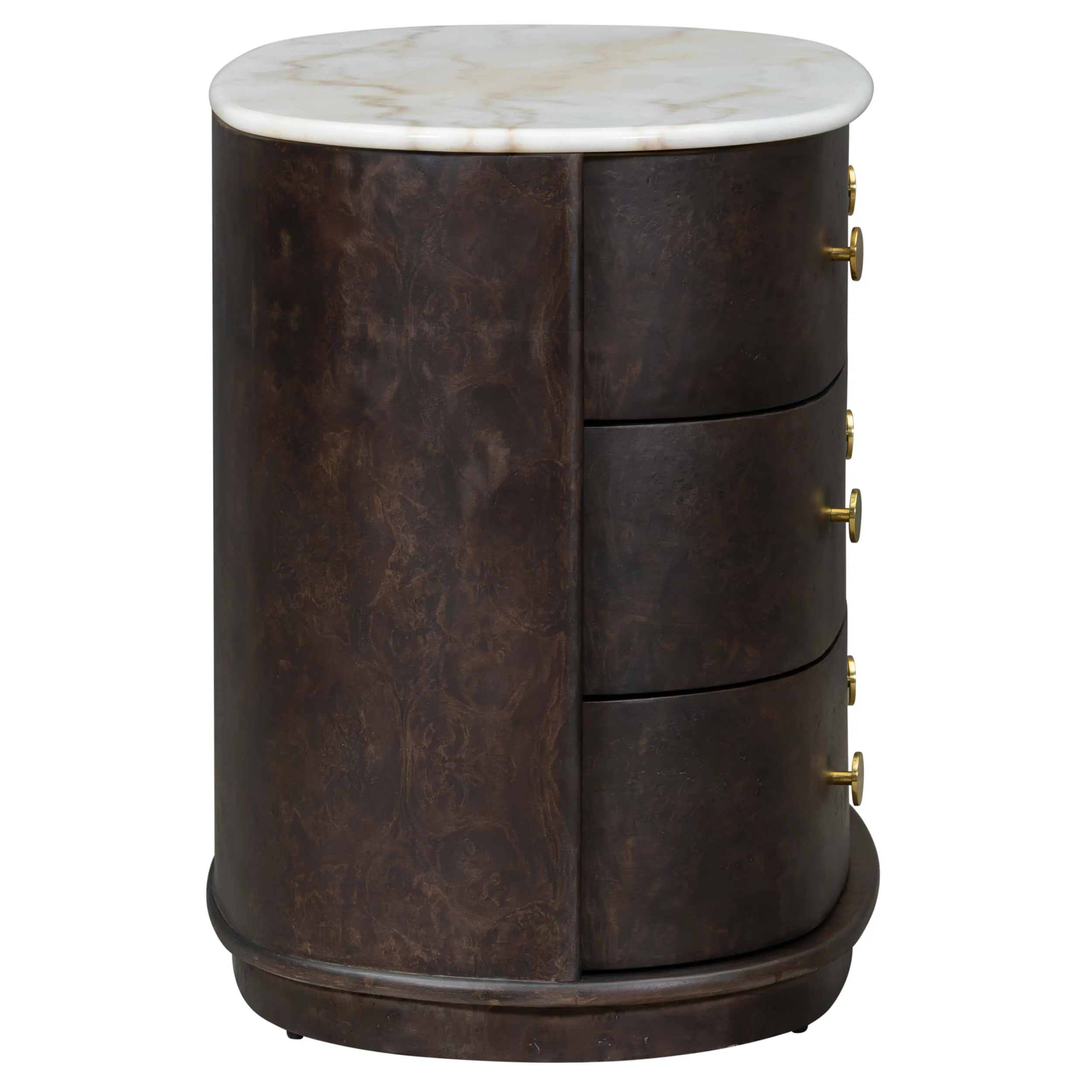Greer 3 Drawer Nightstand, Chocolate Burl
