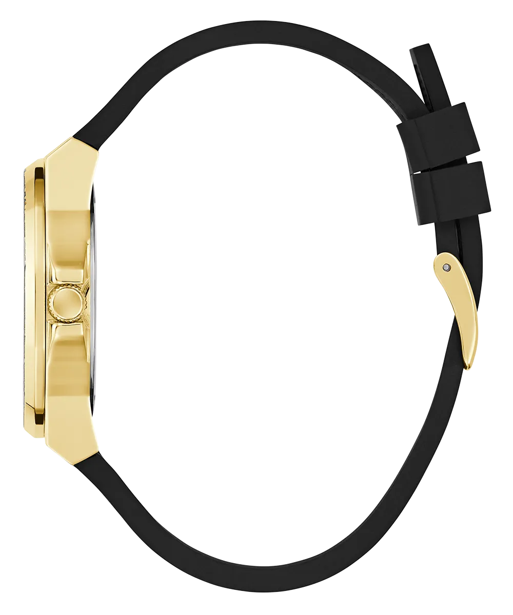GUESS Womens Day of the Dead Analog Watch - Black and Gold Tone
