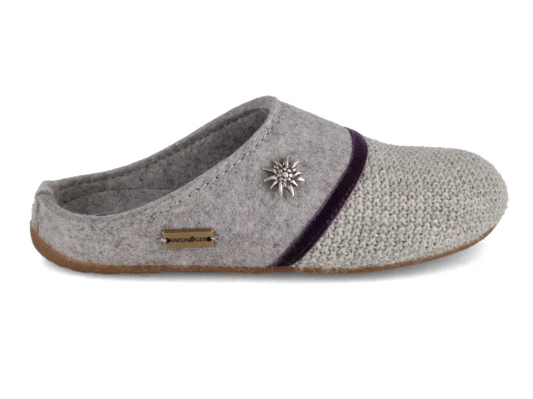 HAFLINGER Wool Slippers | Everest Edelweiß, Stone Gray