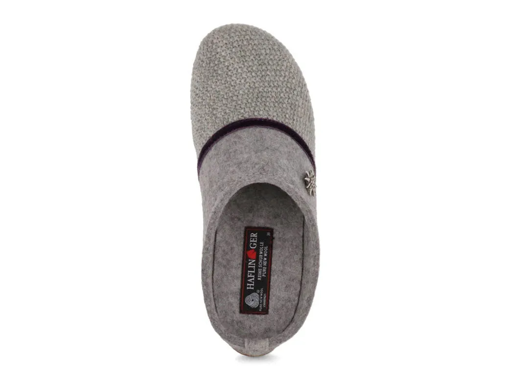 HAFLINGER Wool Slippers | Everest Edelweiß, Stone Gray