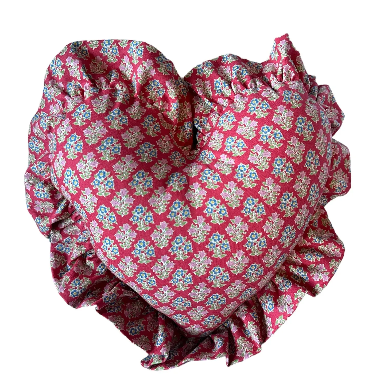 Heart Ruffle Pillow - pink print