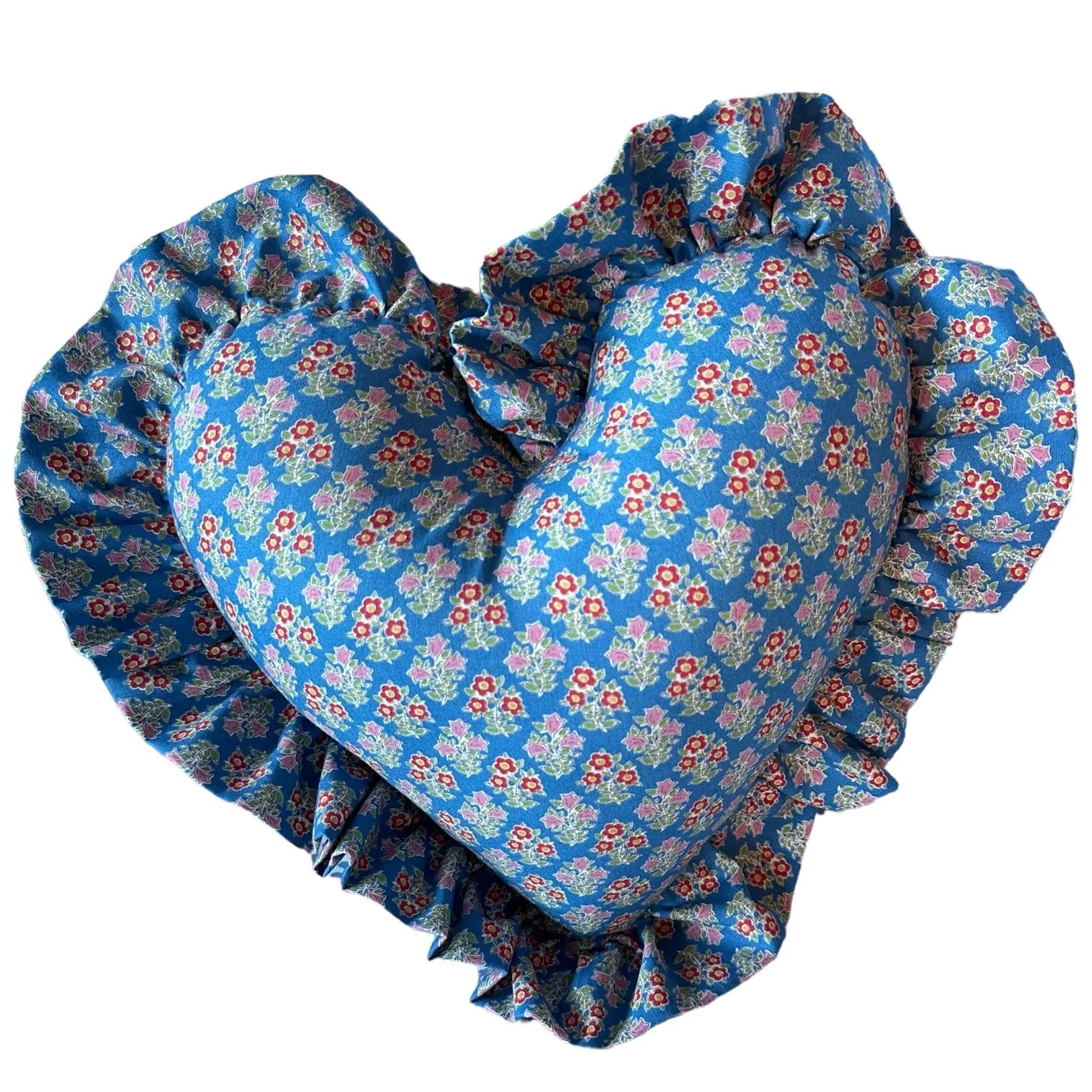 Heart Ruffle Pillow - pink print