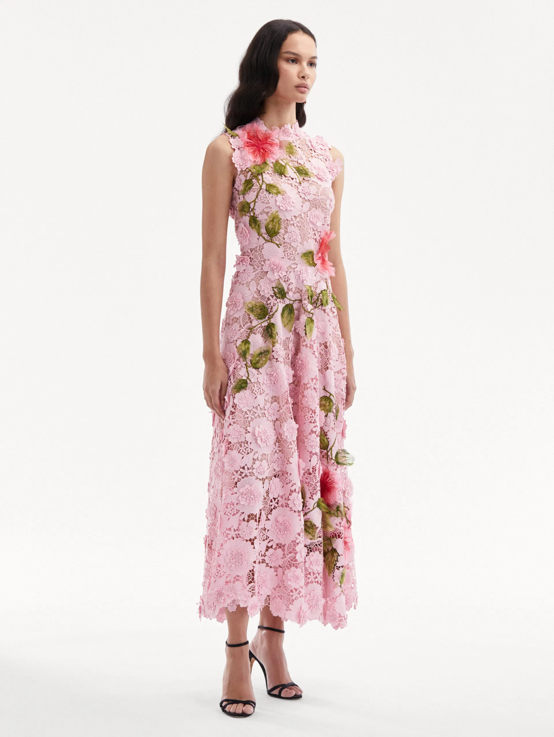 Hibiscus Embroidered Guipure Dress