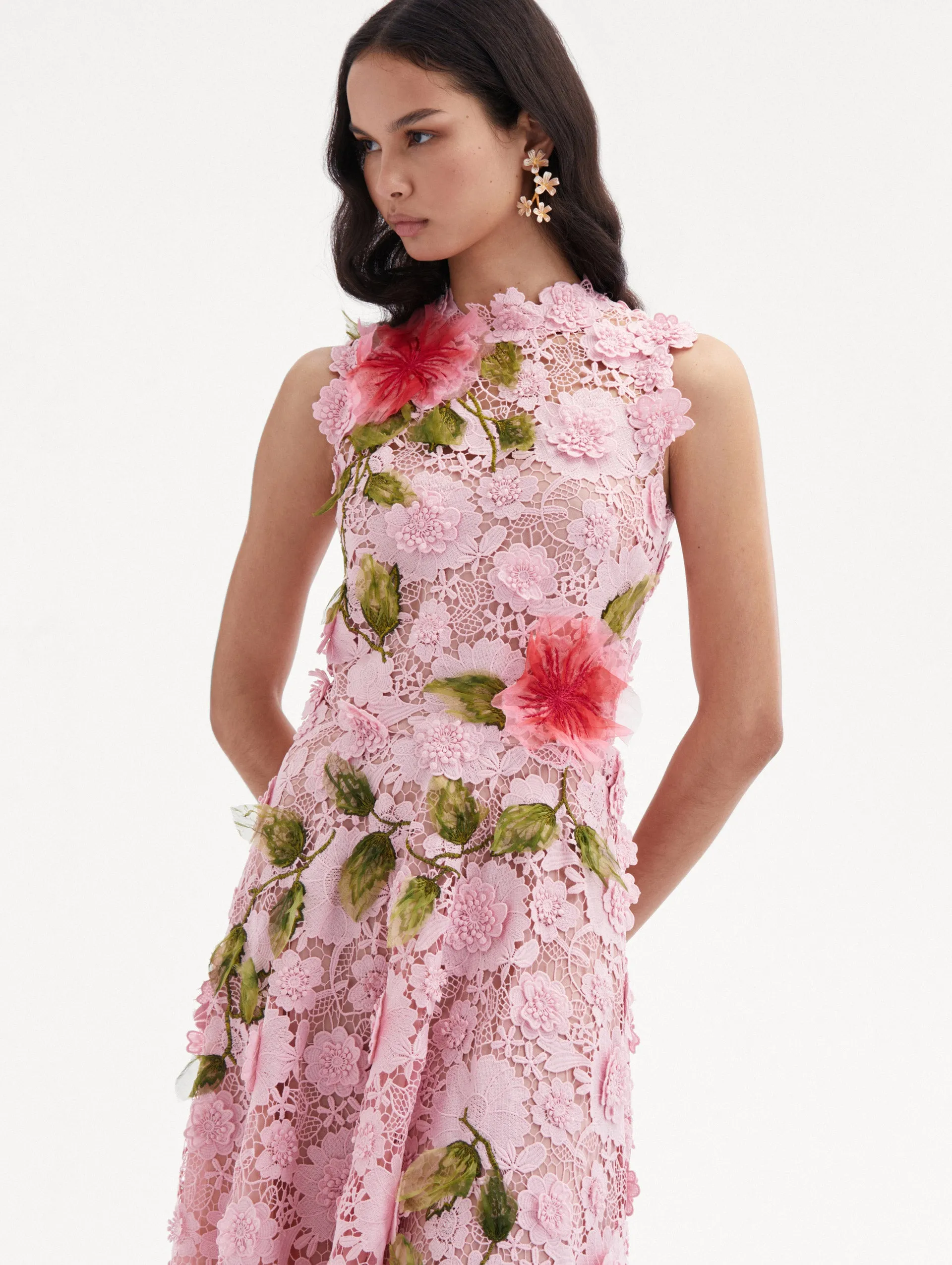 Hibiscus Embroidered Guipure Dress
