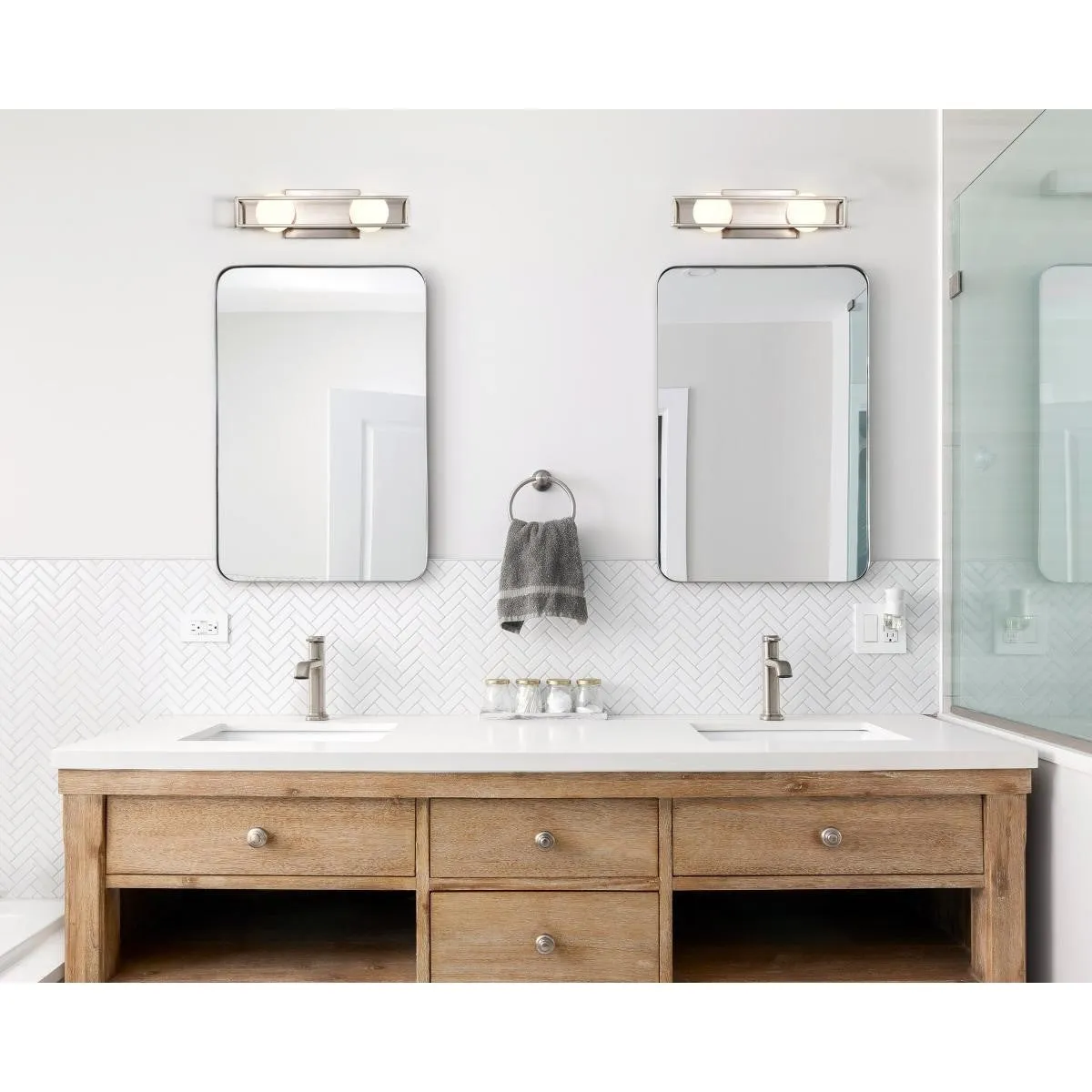 Jenkins 16" 2 Lights LED Bathroom Vanity Light, Brushed Nickel Finish