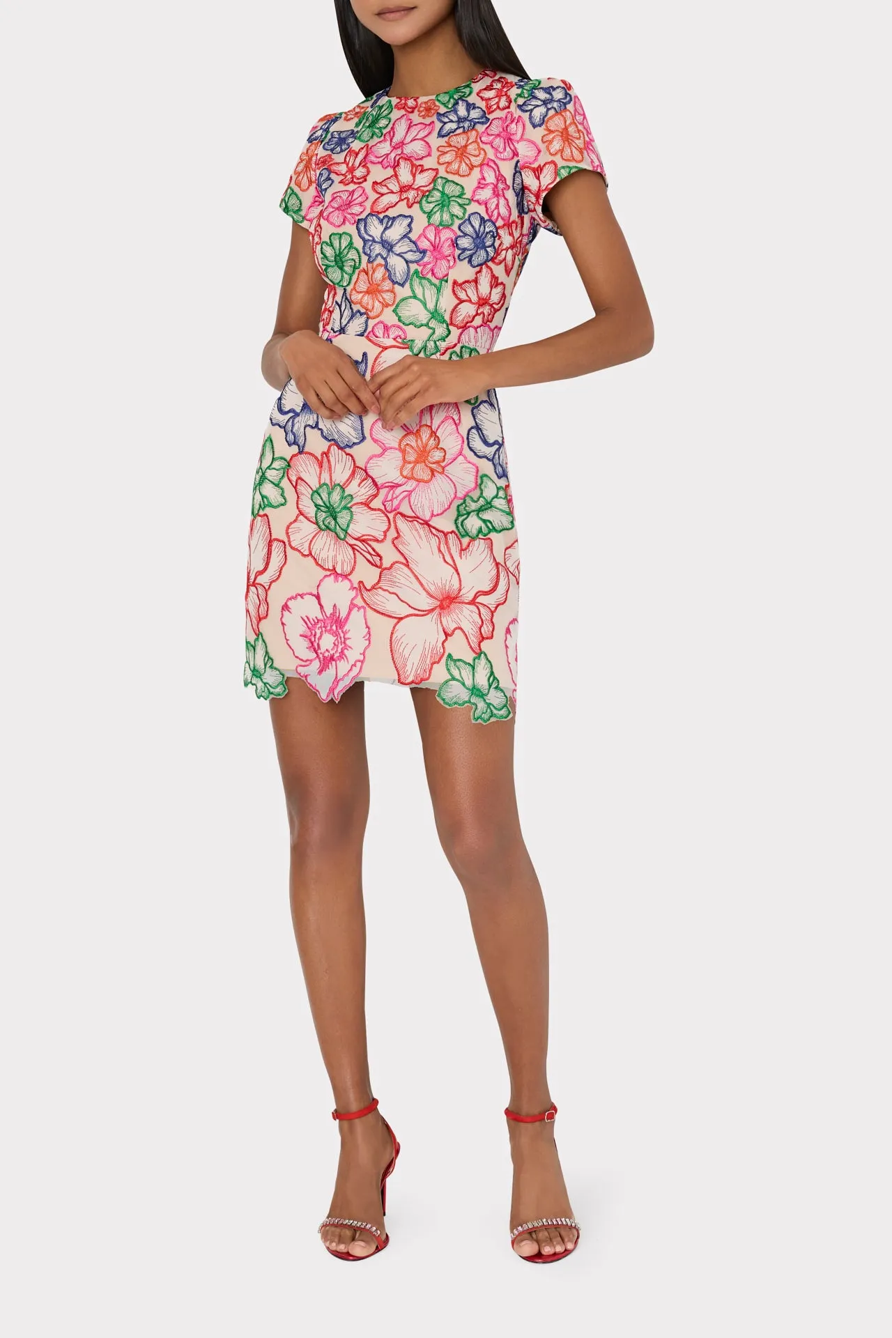 Kyla Cascading Floral Embroidered Dress