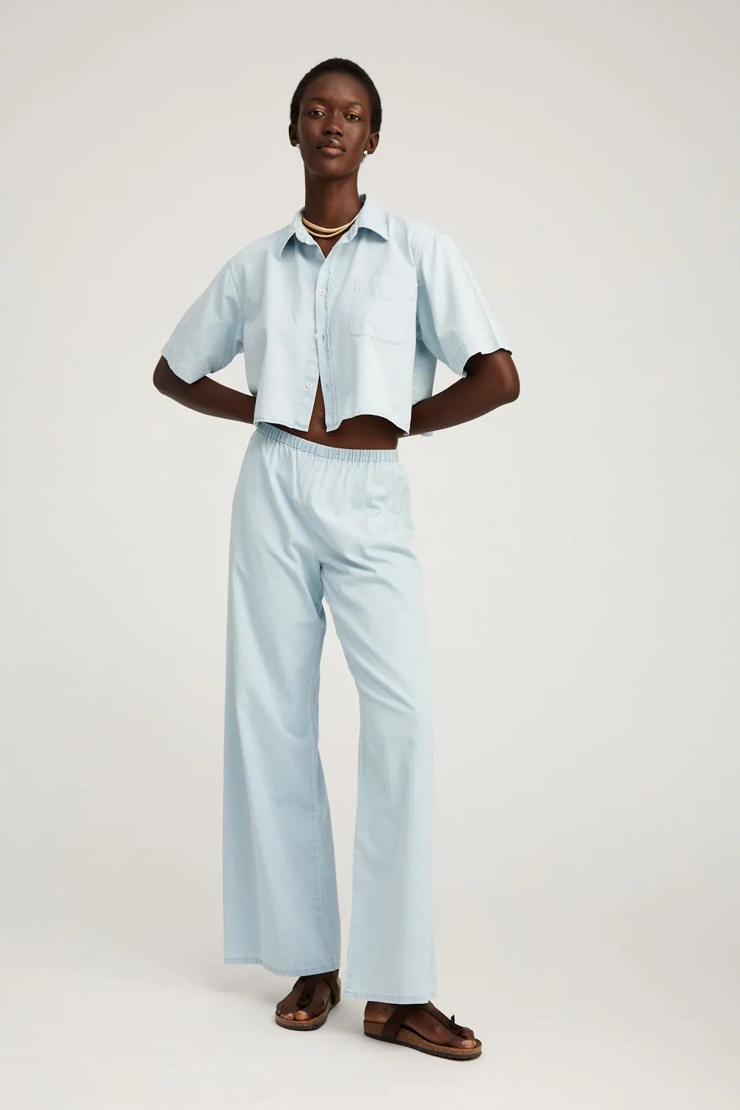Light Blue Chambray Easy Pants