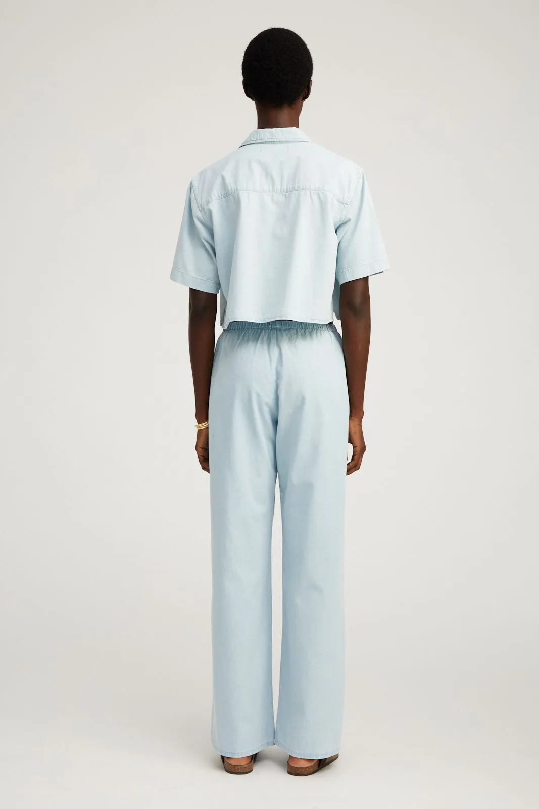 Light Blue Chambray Easy Pants