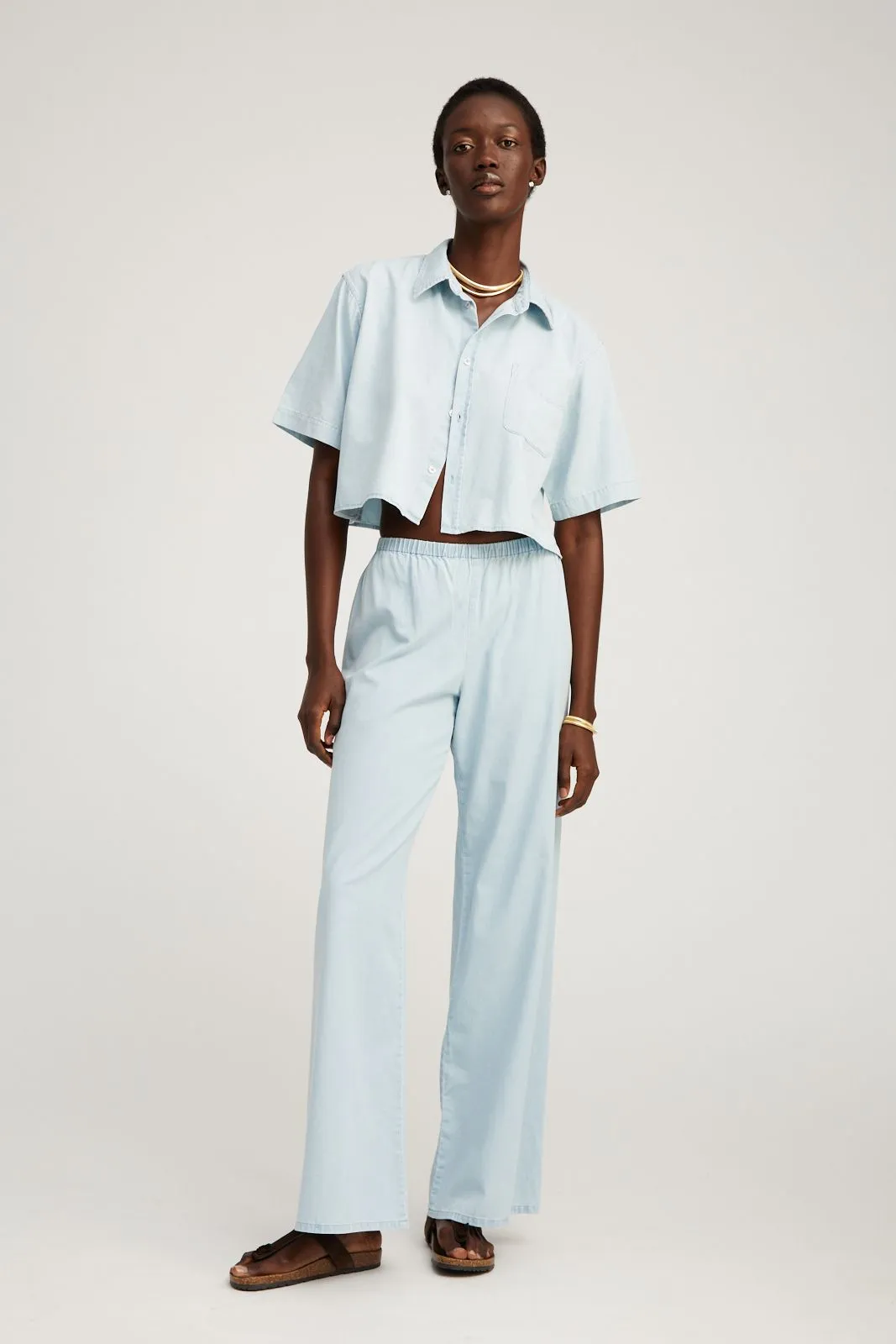 Light Blue Chambray Easy Pants