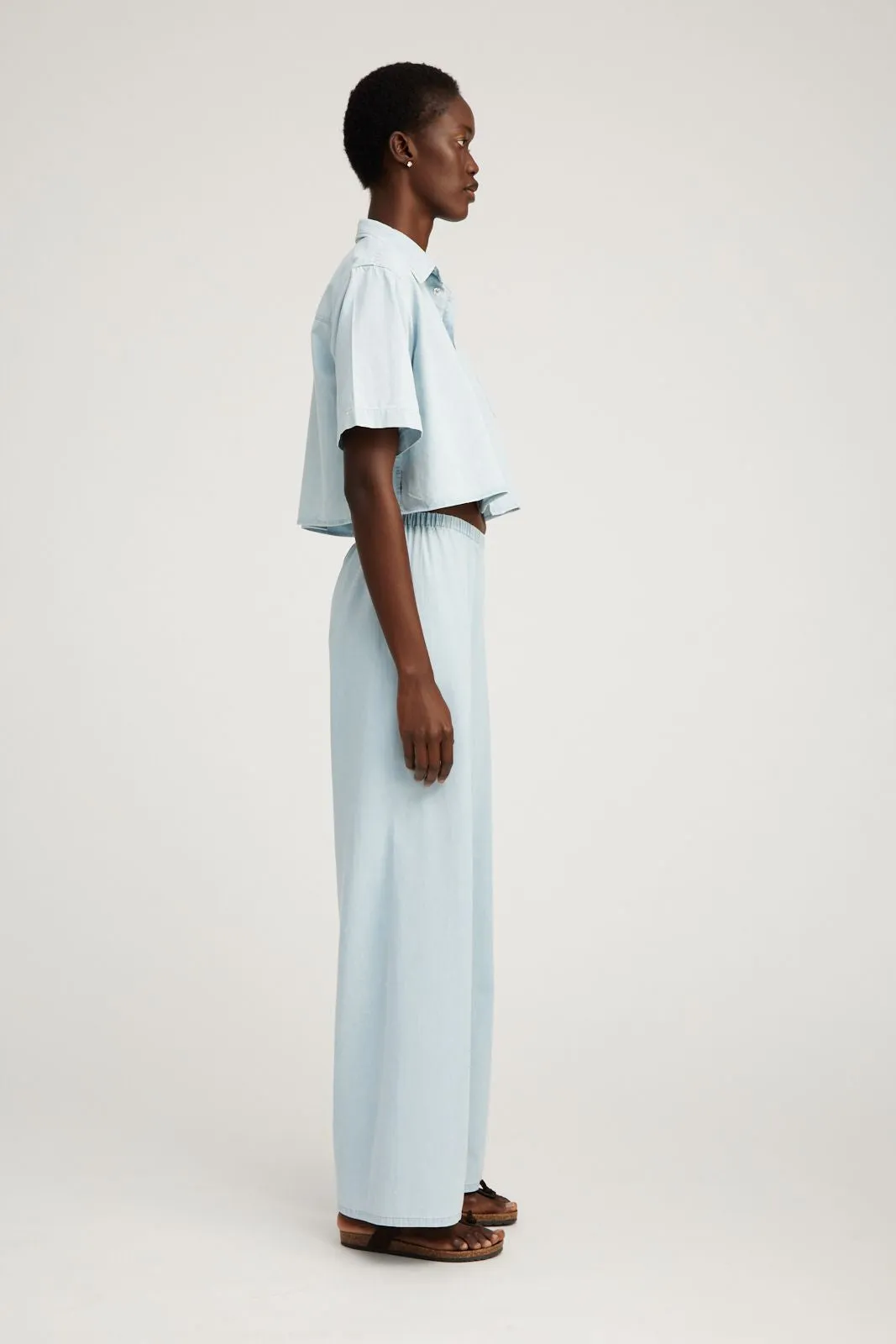 Light Blue Chambray Easy Pants