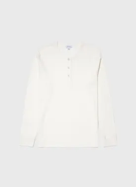 Men's Long Sleeve Waffle Henley in Ecru