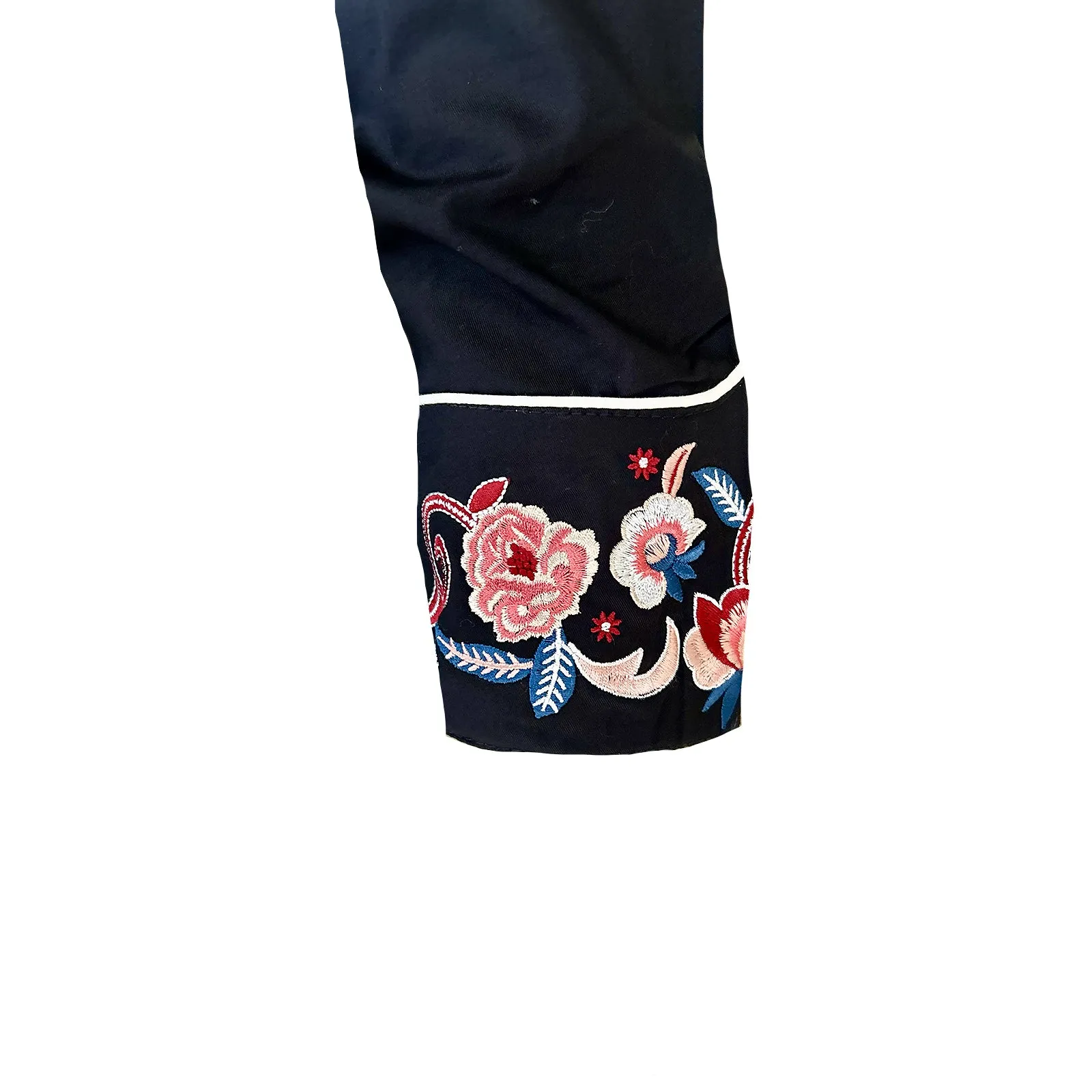 Men's Vintage Black Pastel Floral Embroidery Western Shirt