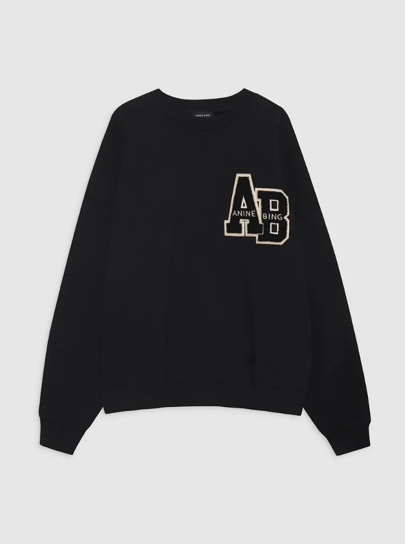 Miles Oversized Sweatshirt Letterman in Black
