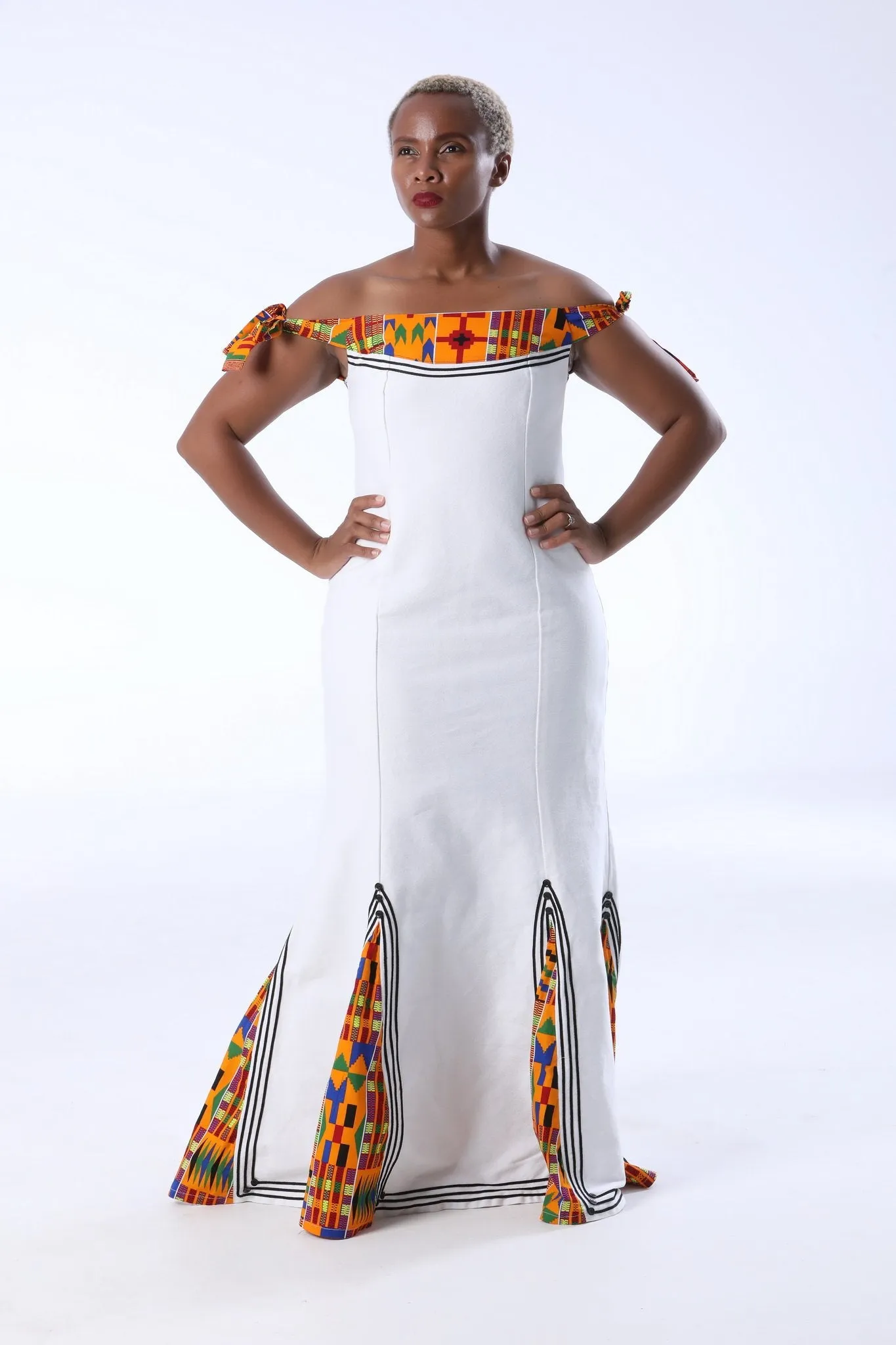 Modern Bride isiXhosa & isiNdebele Dress, Shawl & Ncebetha