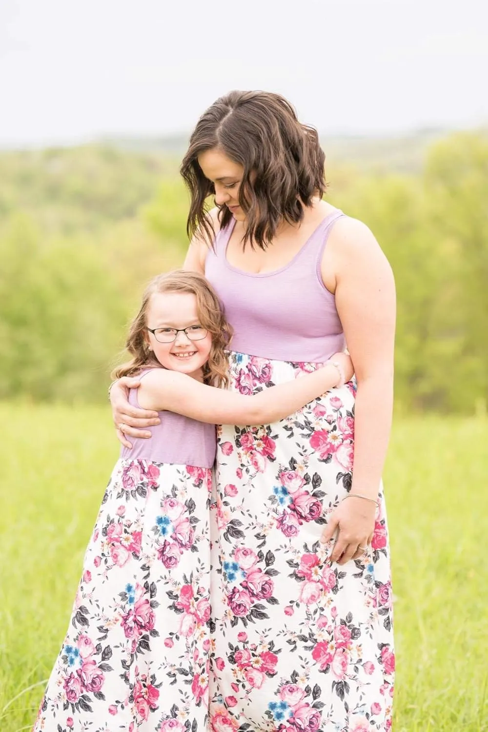 Mommy and Me Boho Floral Family Matching Maxi Dress with Pocket for Mother's Day