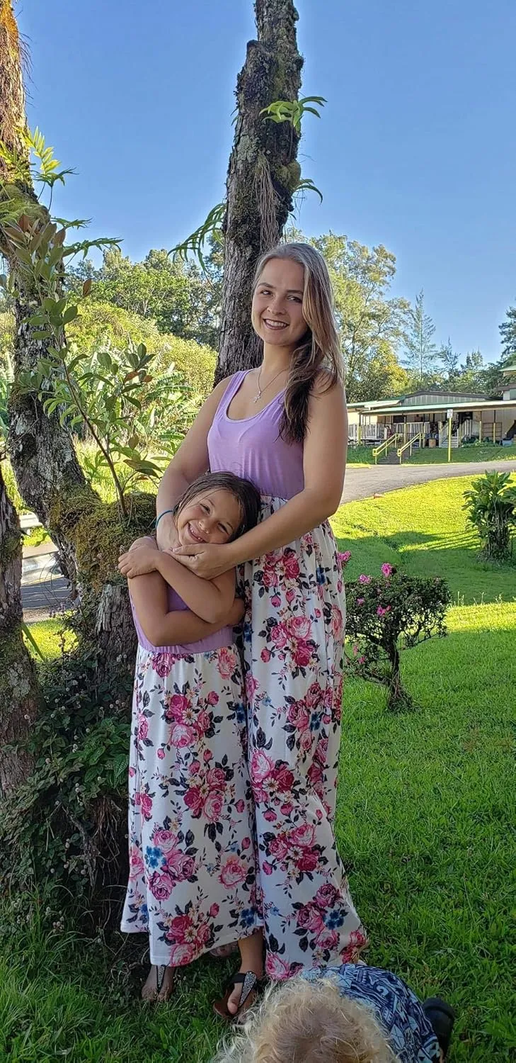 Mommy and Me Boho Floral Family Matching Maxi Dress with Pocket for Mother's Day