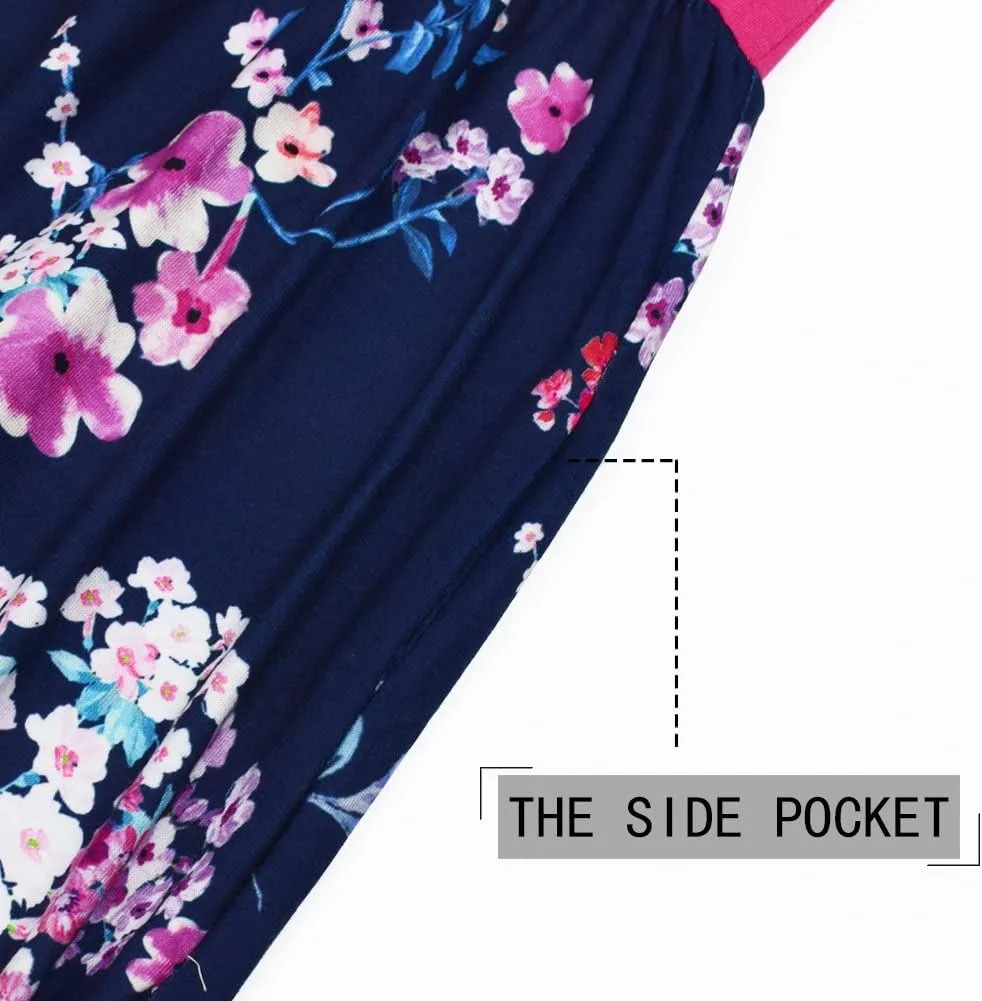 Mommy and Me Boho Floral Family Matching Maxi Dress with Pocket for Mother's Day