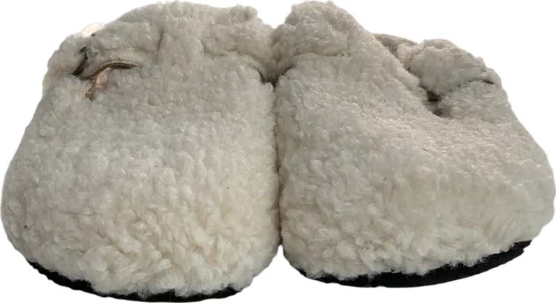 New Look Cream Off White Buckled Borg Mule Slippers UK 6