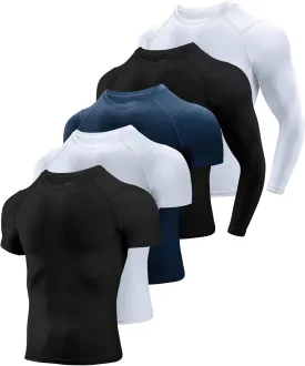 Niksa Men's Compression Shirts, Short Sleeve Athletic Compression Tops Dry Workout T Shirt, Rash Guard Base Layer Undershirt