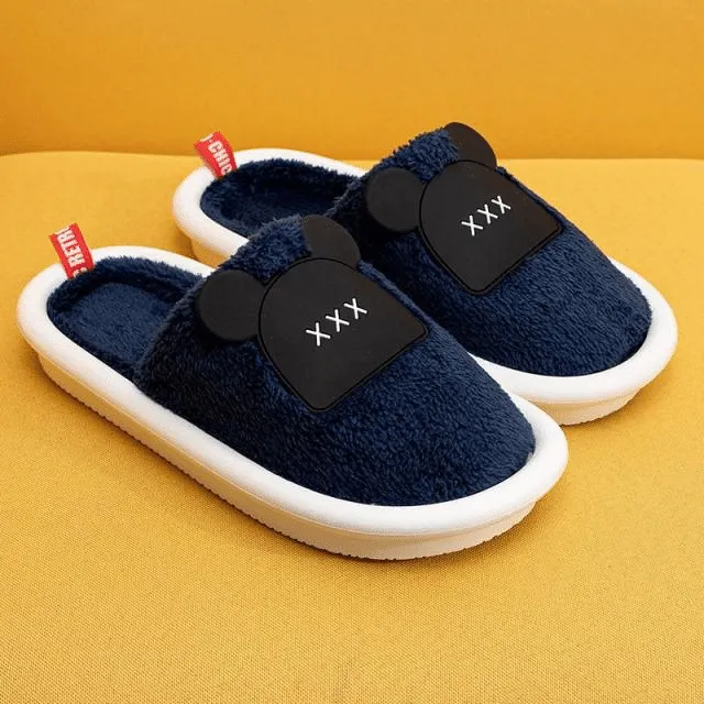 OCW Women Winter Comfortable Warm Fluffy Fleece Cute Bear Indoor Slippers