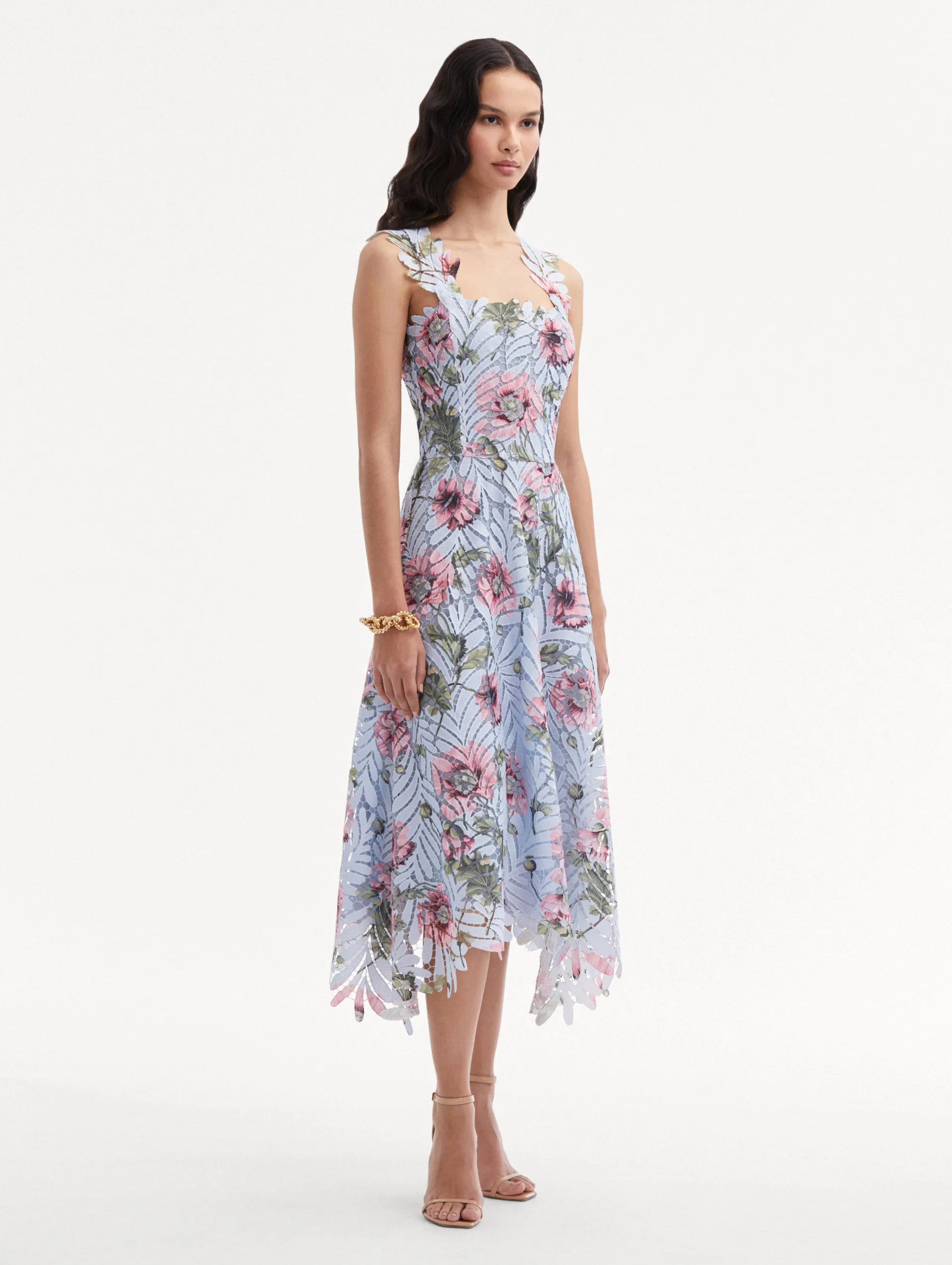 Poppy Printed Fern Guipure Dress