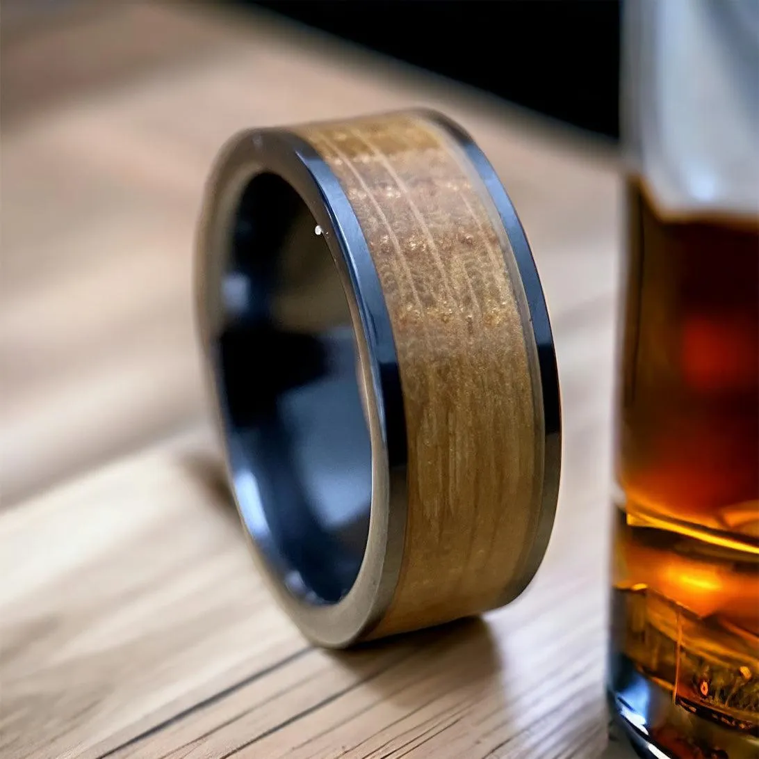 "The Lexington" Kentucky Straight Bourbon Whiskey Barrel Black Ceramic Ring