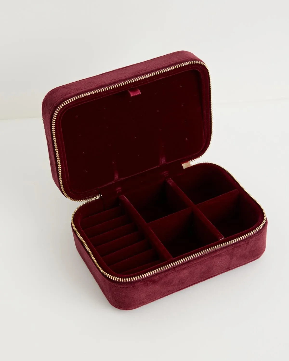 Robin Love Embroidered Large Jewellery Box Redcurrant Velvet