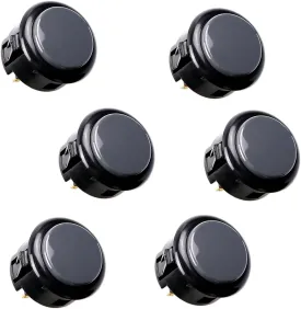 SANWA 6 pcs OBSF-30 Original Push Button 30mm - for Arcade Jamma Video Game & Arcade Joystick Games Console (Black & Gray) S@NWA
