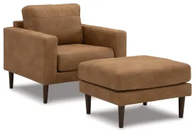 Telora Chair and Ottoman in Caramel