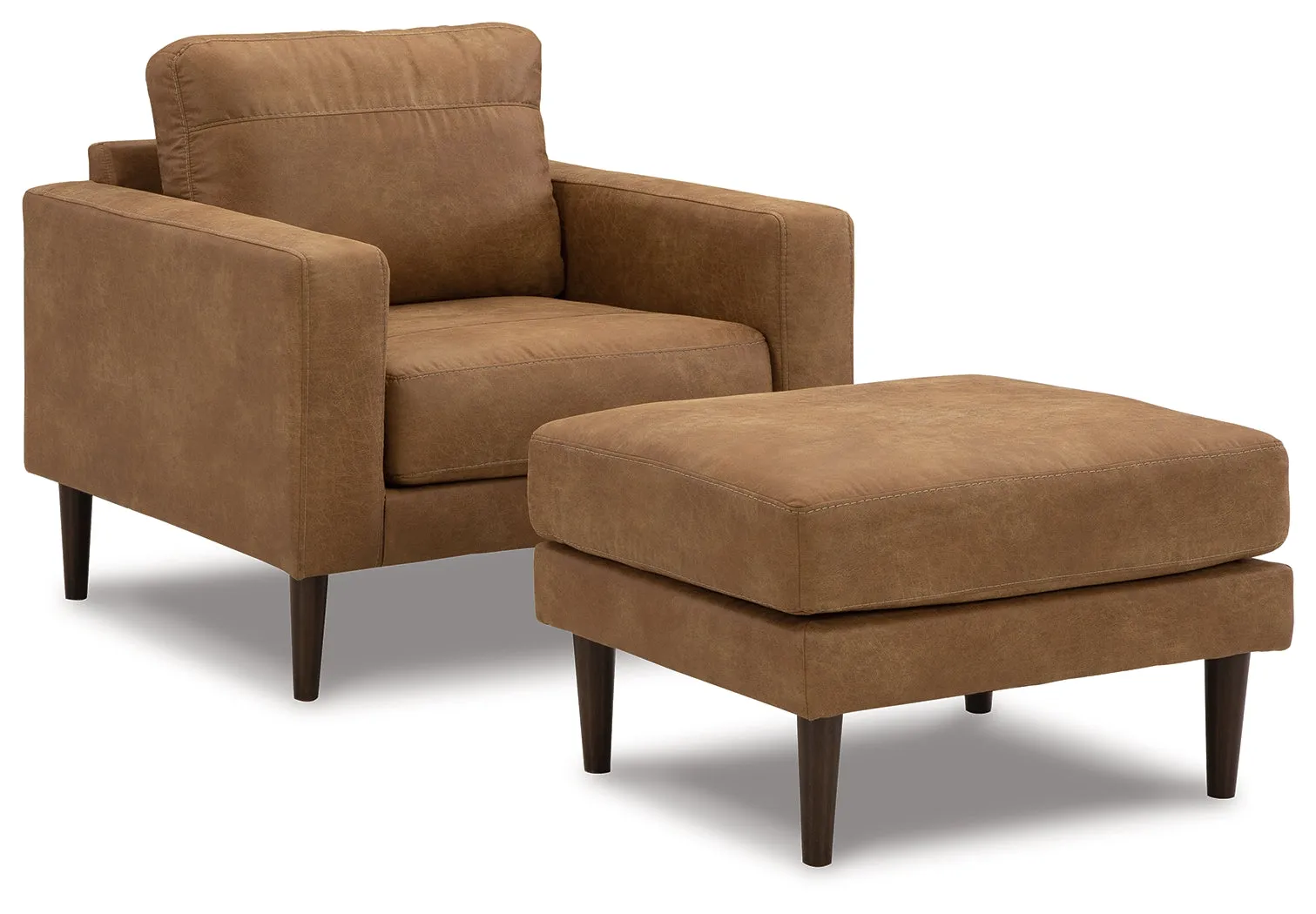 Telora Chair and Ottoman in Caramel