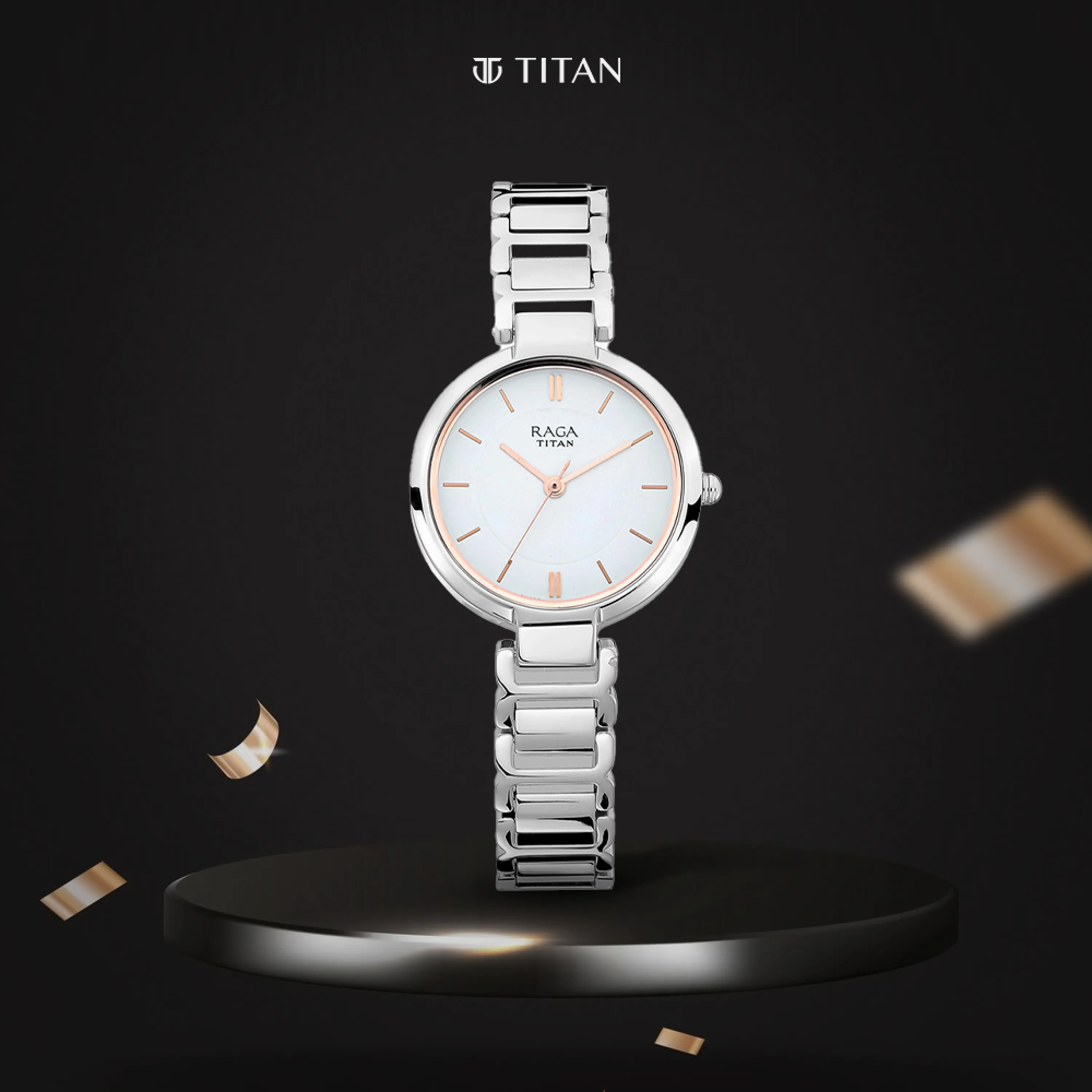 Titan Raga Viva White Dial Analog Metal Strap watch for Women